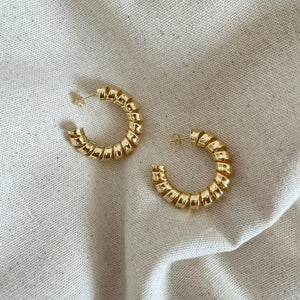 Spiral gold filled big hoop earrings