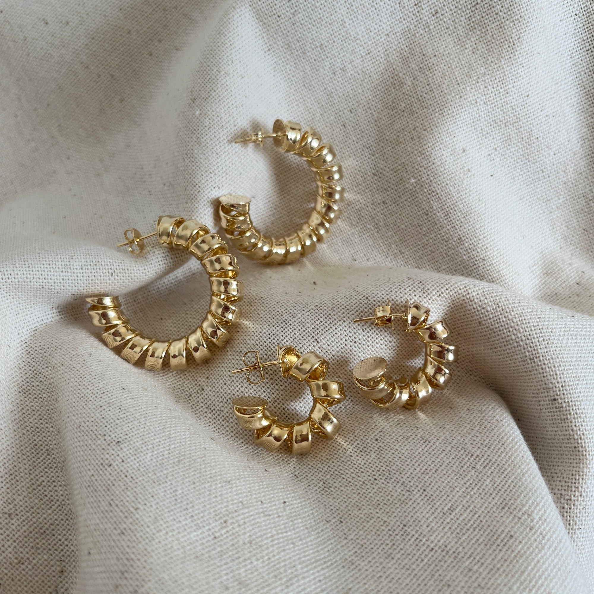 large and small gold filled spiral hoops