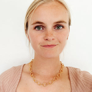 laurel gold chain necklace on model