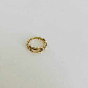Armadillo gold ring on white background. 